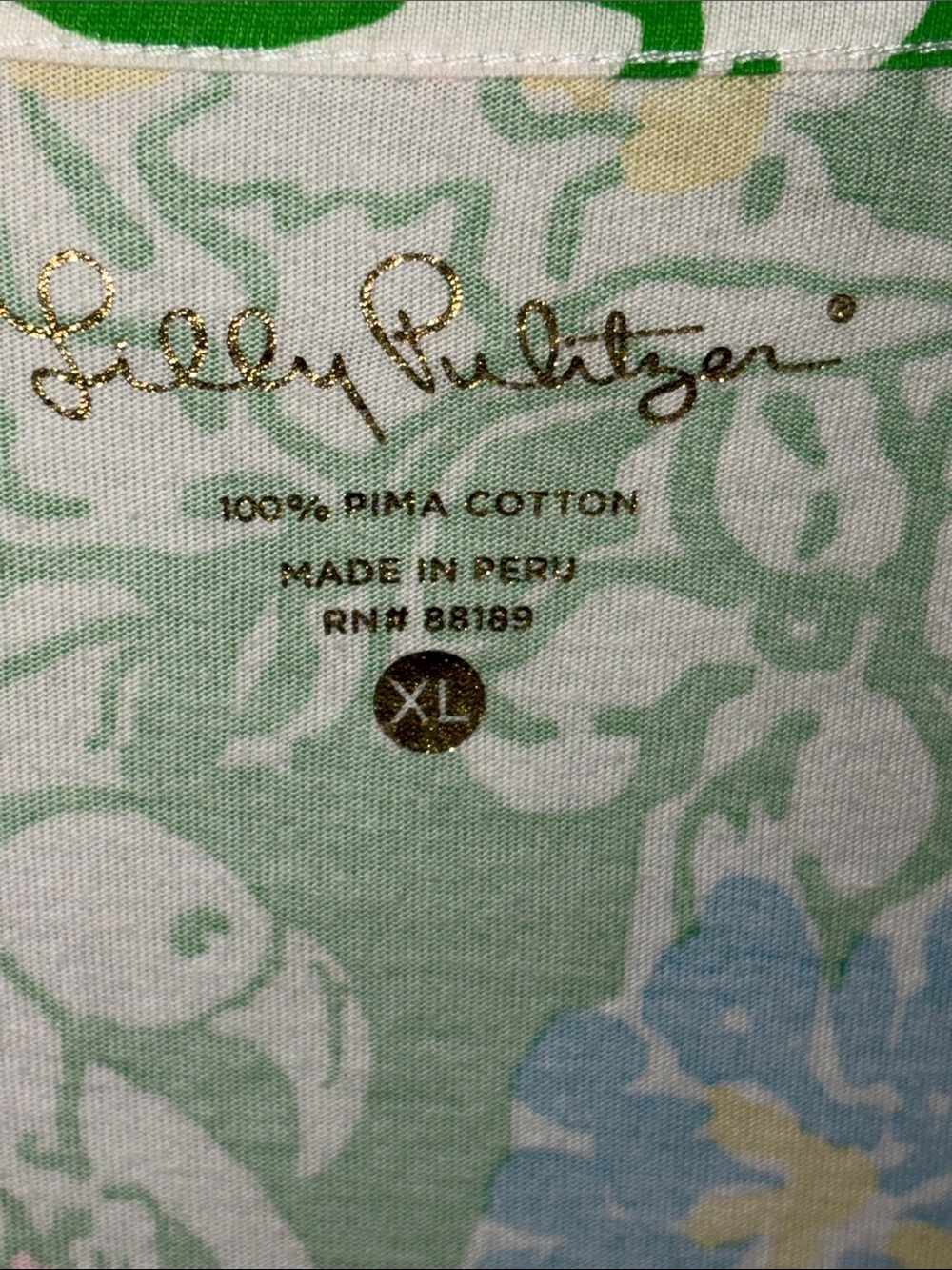 Lilly Pulitzer V-Neck Dress in Green, Pink, Yellow, Blue and White floral, sz XL - Picture 3 of 4